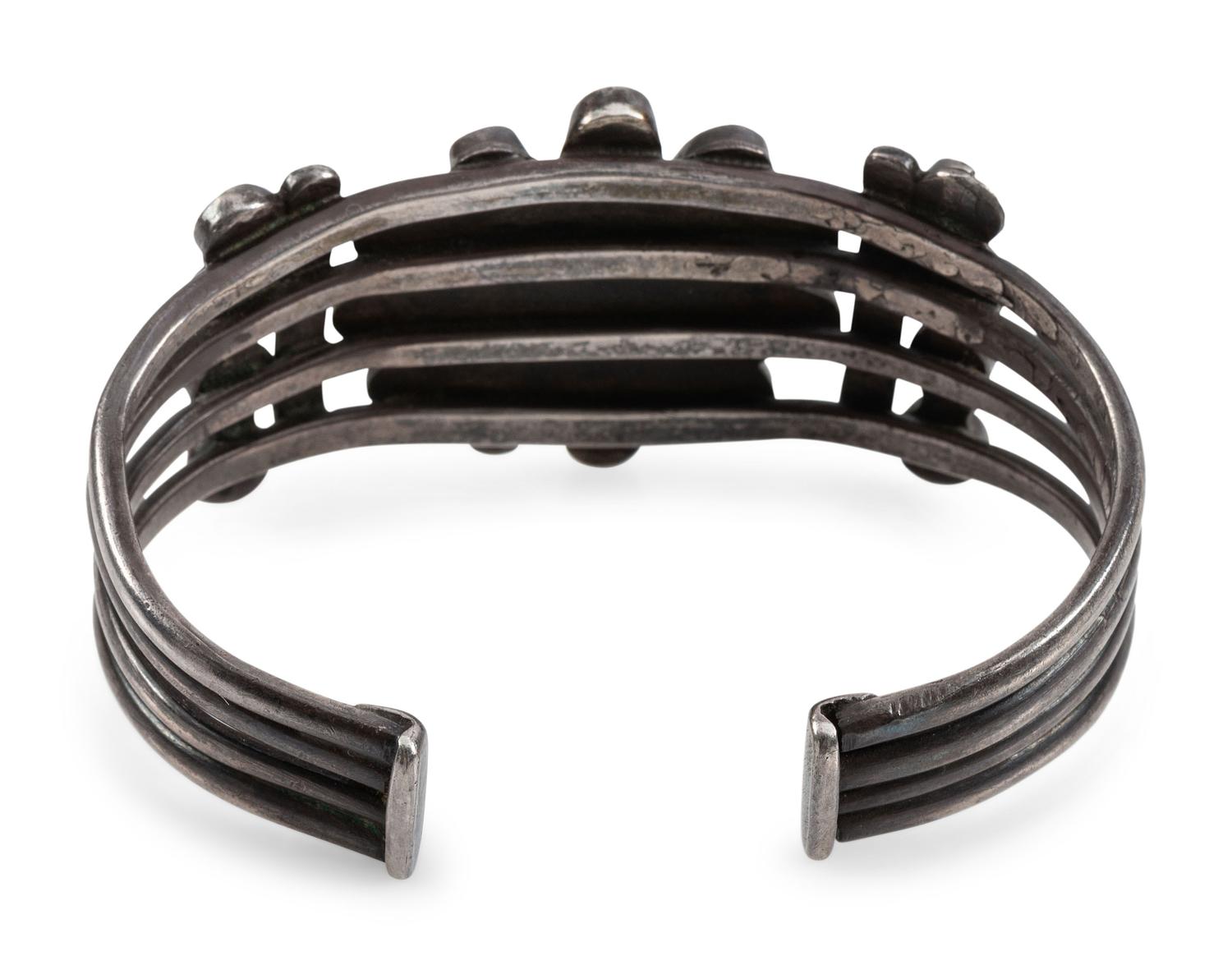 Navajo Silver and Turquoise Cluster Cuff Bracelet