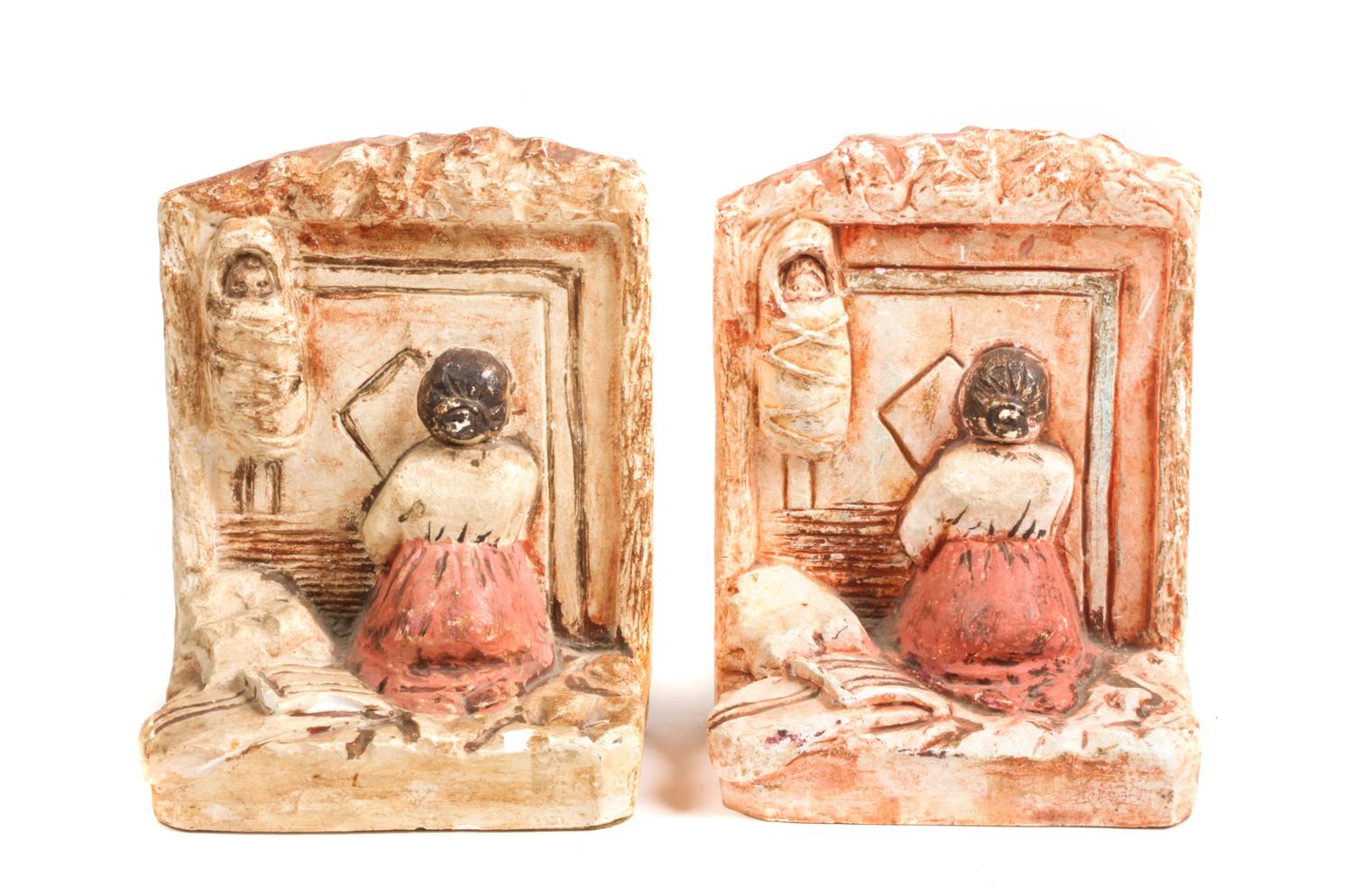 Three Sets of Contemporary Western Motif Book Ends Height of tallest 6 inches