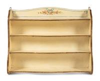 A Venetian Style Painted and Parcel-Gilt Slant-Front Bureau and Matching Hanging Vitrine