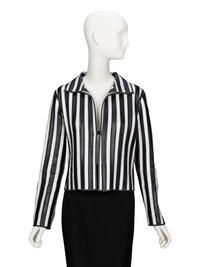 Giorgio Armani, Strip-Pieced Black & White Leather Jacket