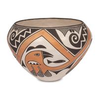Polychrome Bowl, with Parrot