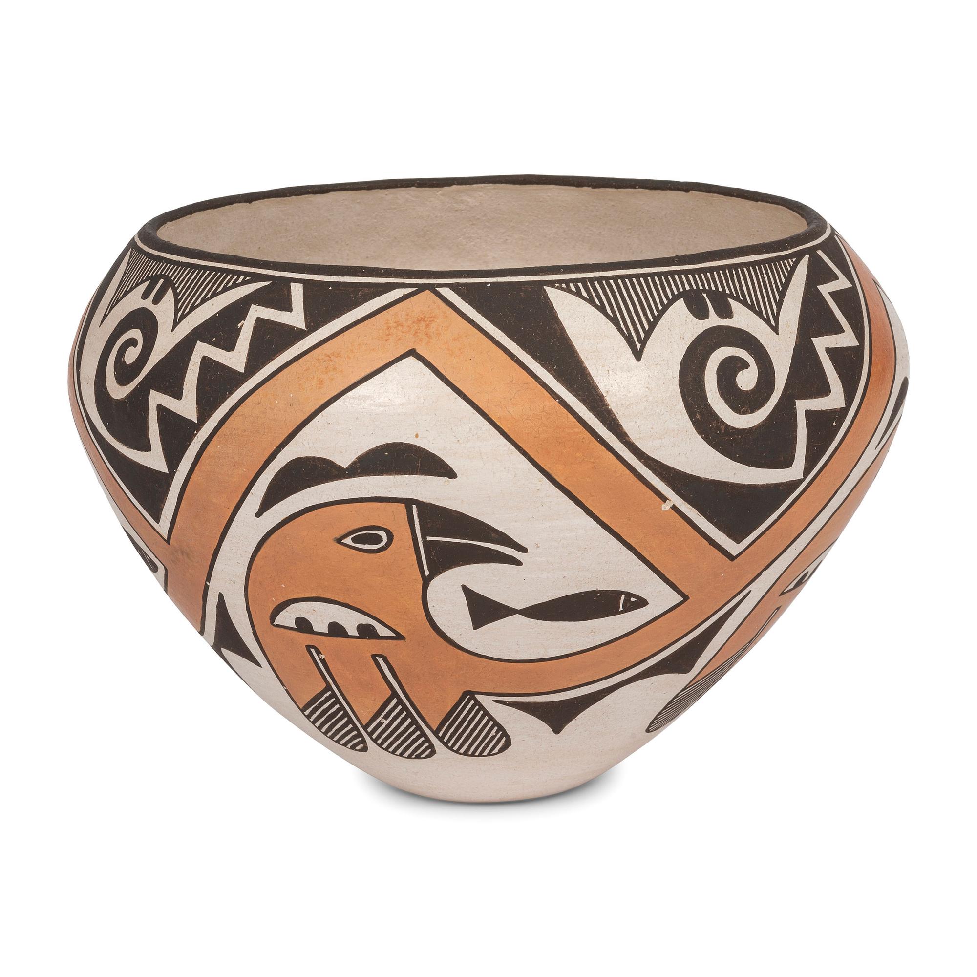 Polychrome Bowl, with Parrot