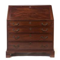 An American Mahogany Slant Front Bureau, Height 42 1/2 x width 39 x depth 21 inches.