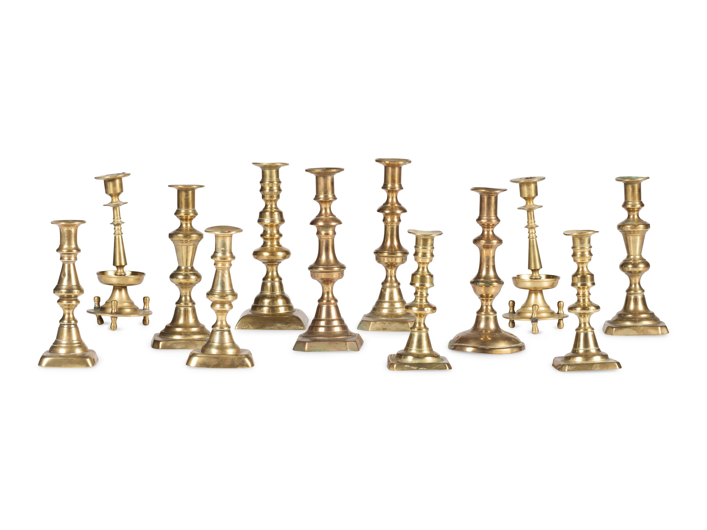 Twelve English Brass Candlesticks