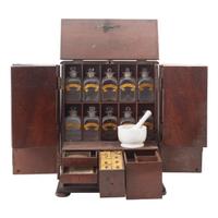 [Medicine] 19th Century wooden cased apothecary cabinet.