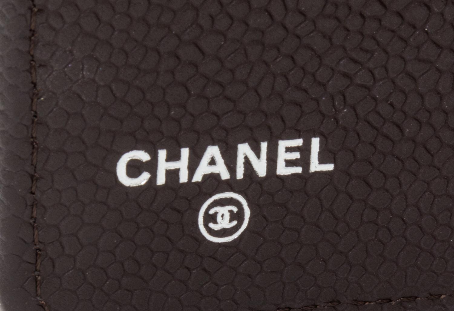 A Chanel Brown Caviar Quilted Leather Portfolio, 6.5" x 8.75" x .75".