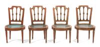 Four Louis XVI Style Painted Side Chairs, Height 34 3/4 inches.