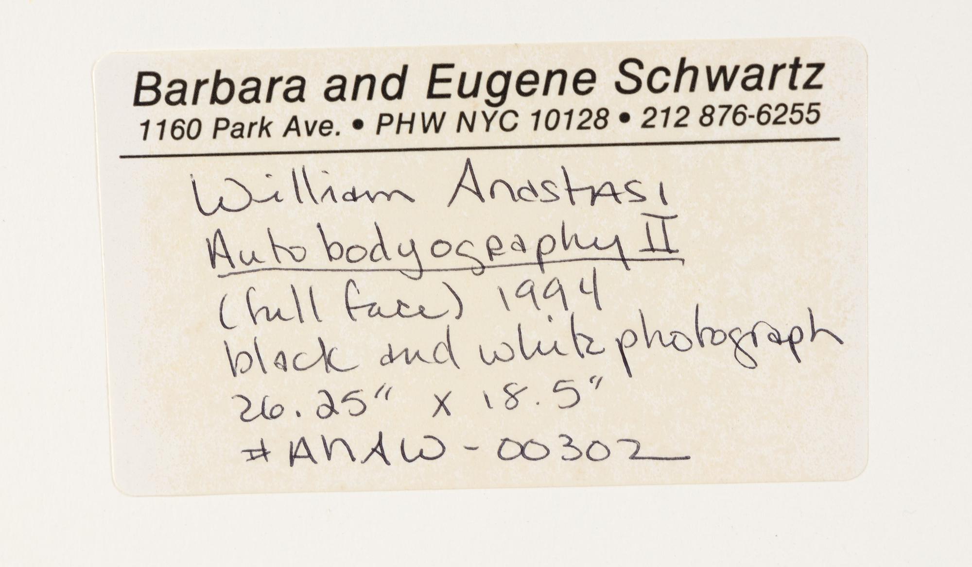 William Anastasi (born 1933) Autobodyography I-III, 1994