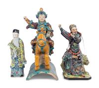 Three Chinese Glazed Porcelain Figures