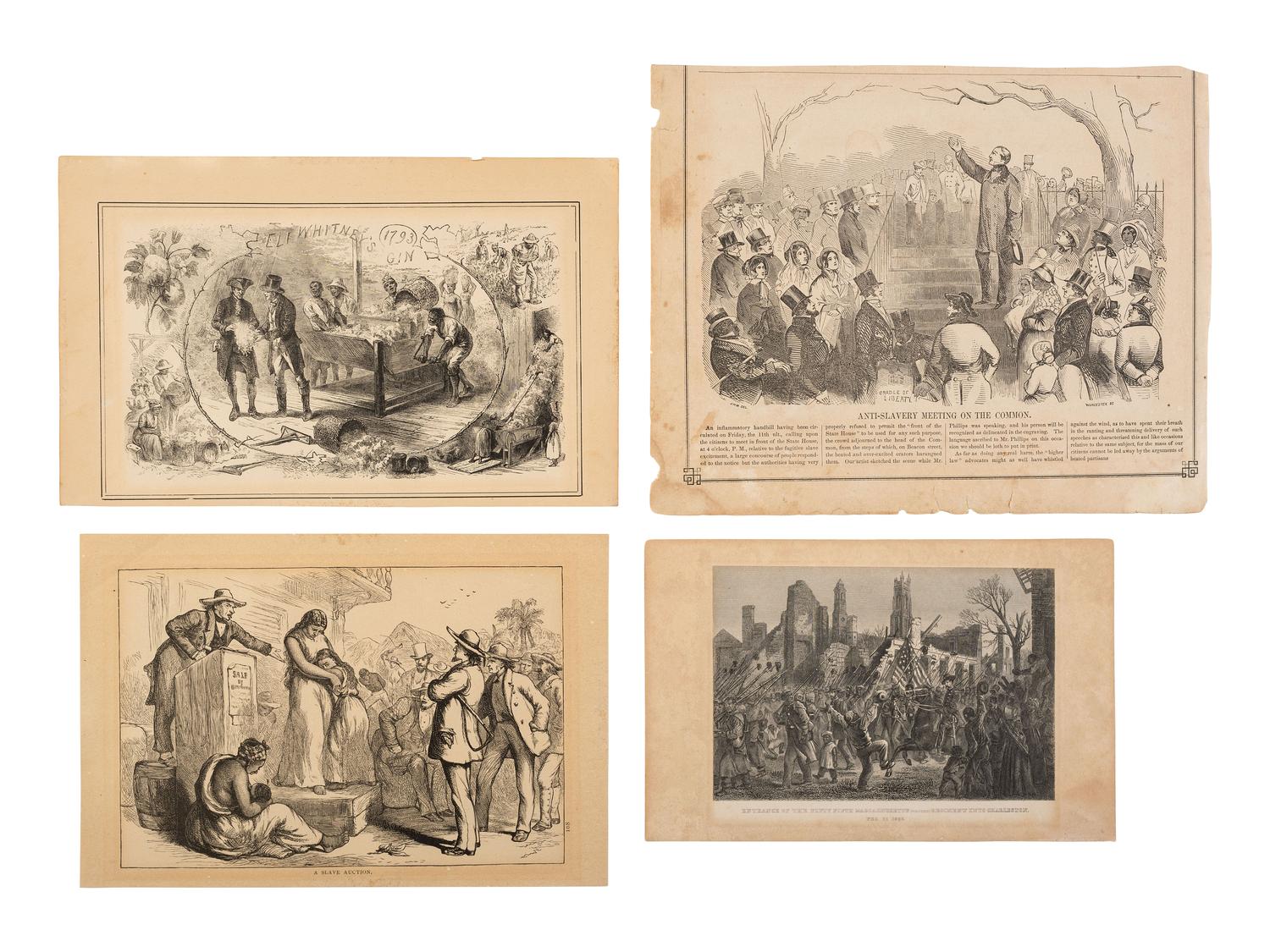 [CIVIL WAR]. A group of engravings presenting scenes and subjects mostly related to enslavement and the Civil War.