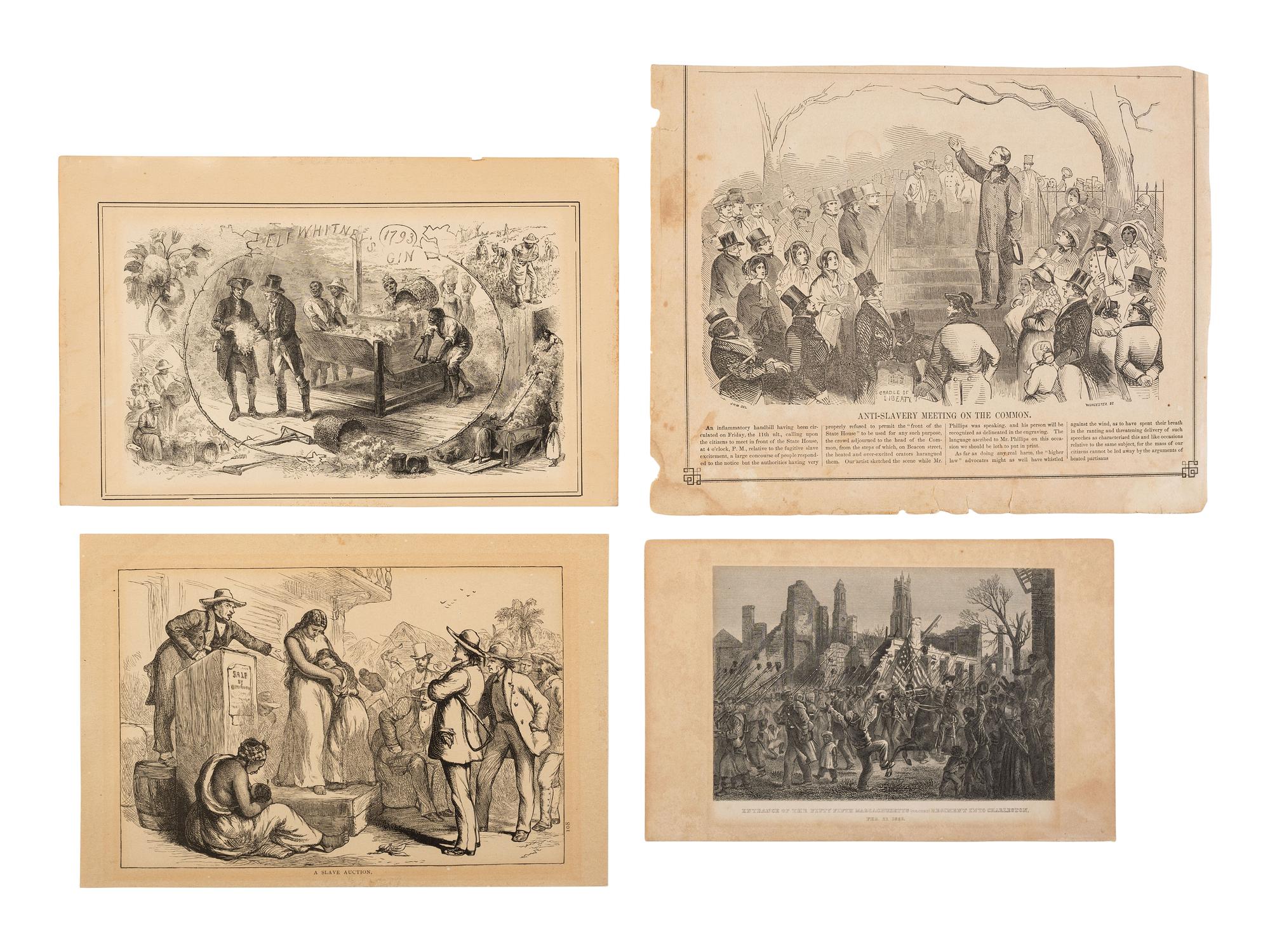 [CIVIL WAR]. A group of engravings presenting scenes and subjects mostly related to enslavement and the Civil War.
