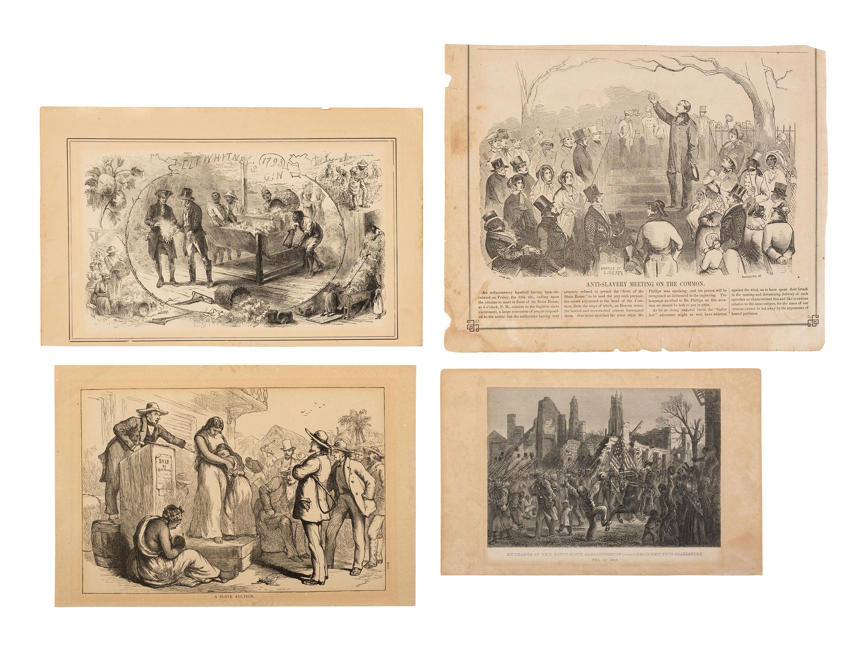 [CIVIL WAR]. A group of engravings presenting scenes and subjects mostly related to enslavement and the Civil War.