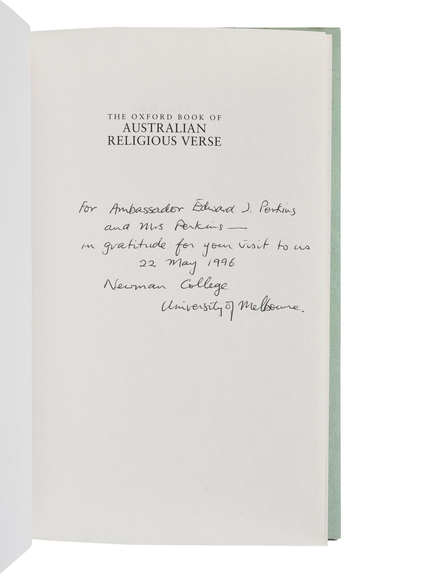 [PERKINS, Edward Joseph (1928-2020)]. A group of 28 volumes related to Literature, Religion, Self-Help, and Education, many signed or inscribed to Perkins, including: