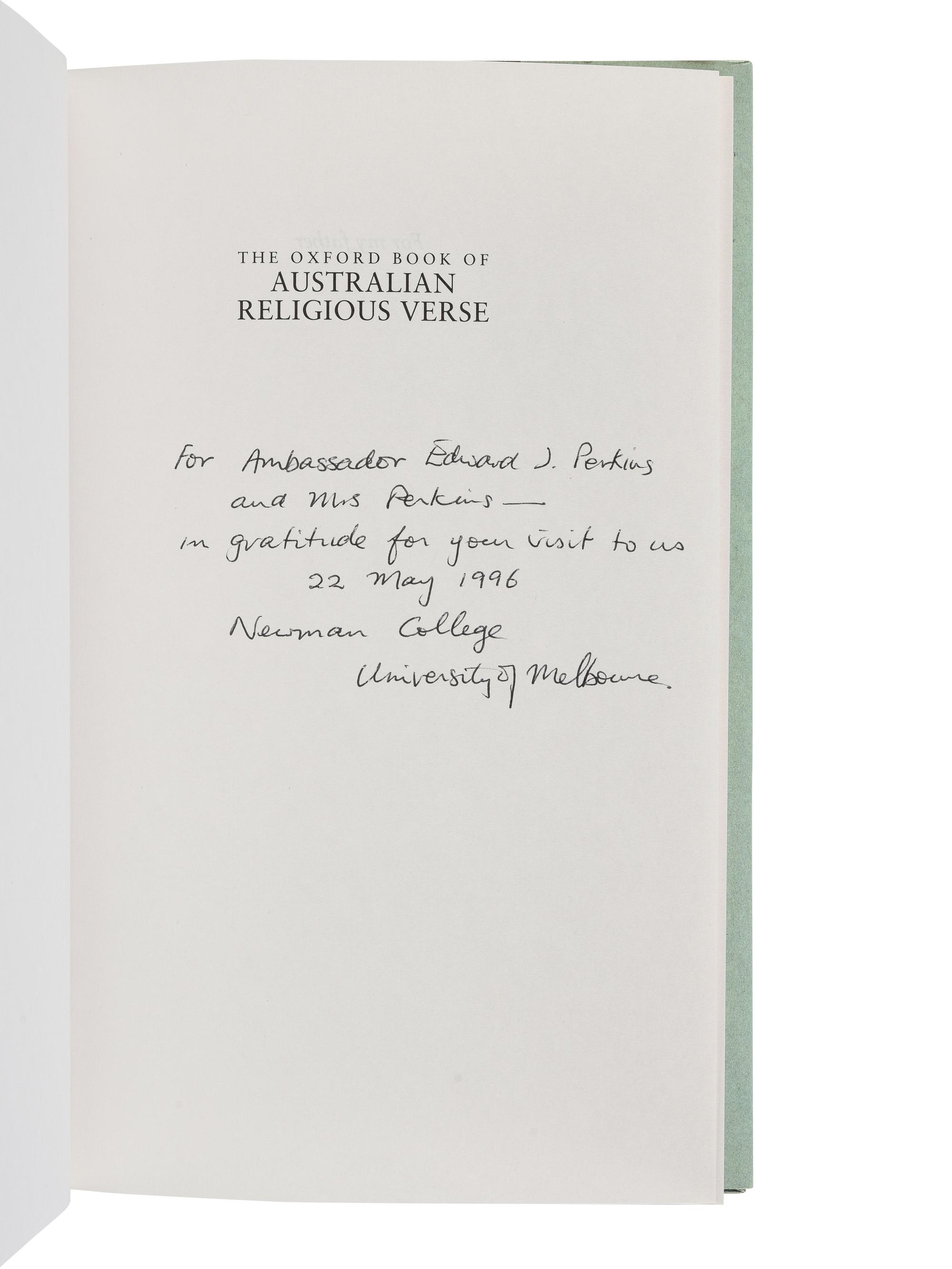 [PERKINS, Edward Joseph (1928-2020)]. A group of 28 volumes related to Literature, Religion, Self-Help, and Education, many signed or inscribed to Perkins, including: