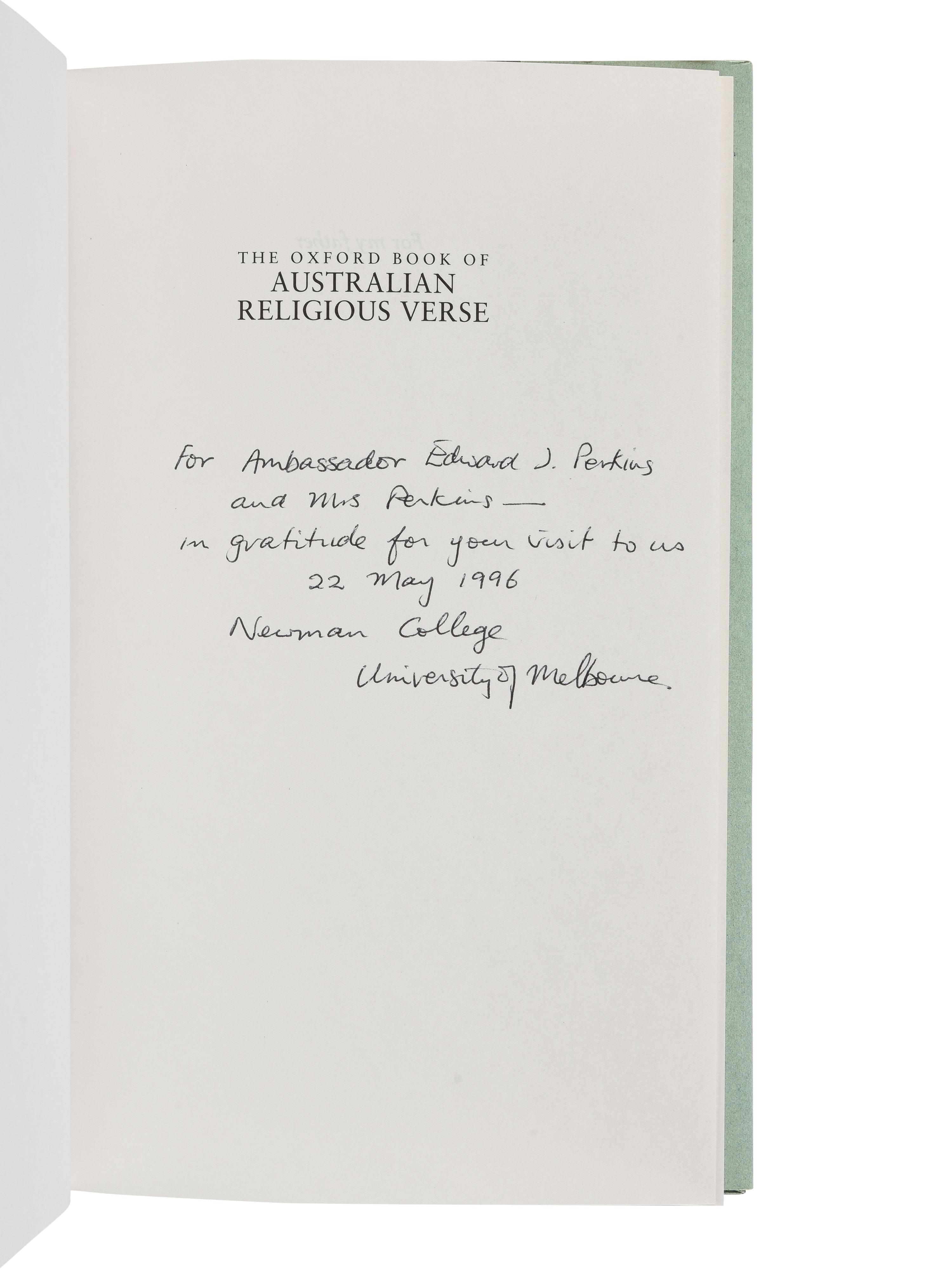 [PERKINS, Edward Joseph (1928-2020)]. A group of 28 volumes related to Literature, Religion, Self-Help, and Education, many signed or inscribed to Perkins, including: