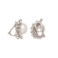 CARTIER, SOUTH SEA CULTURED PEARL AND DIAMOND CLIP EARRINGS
