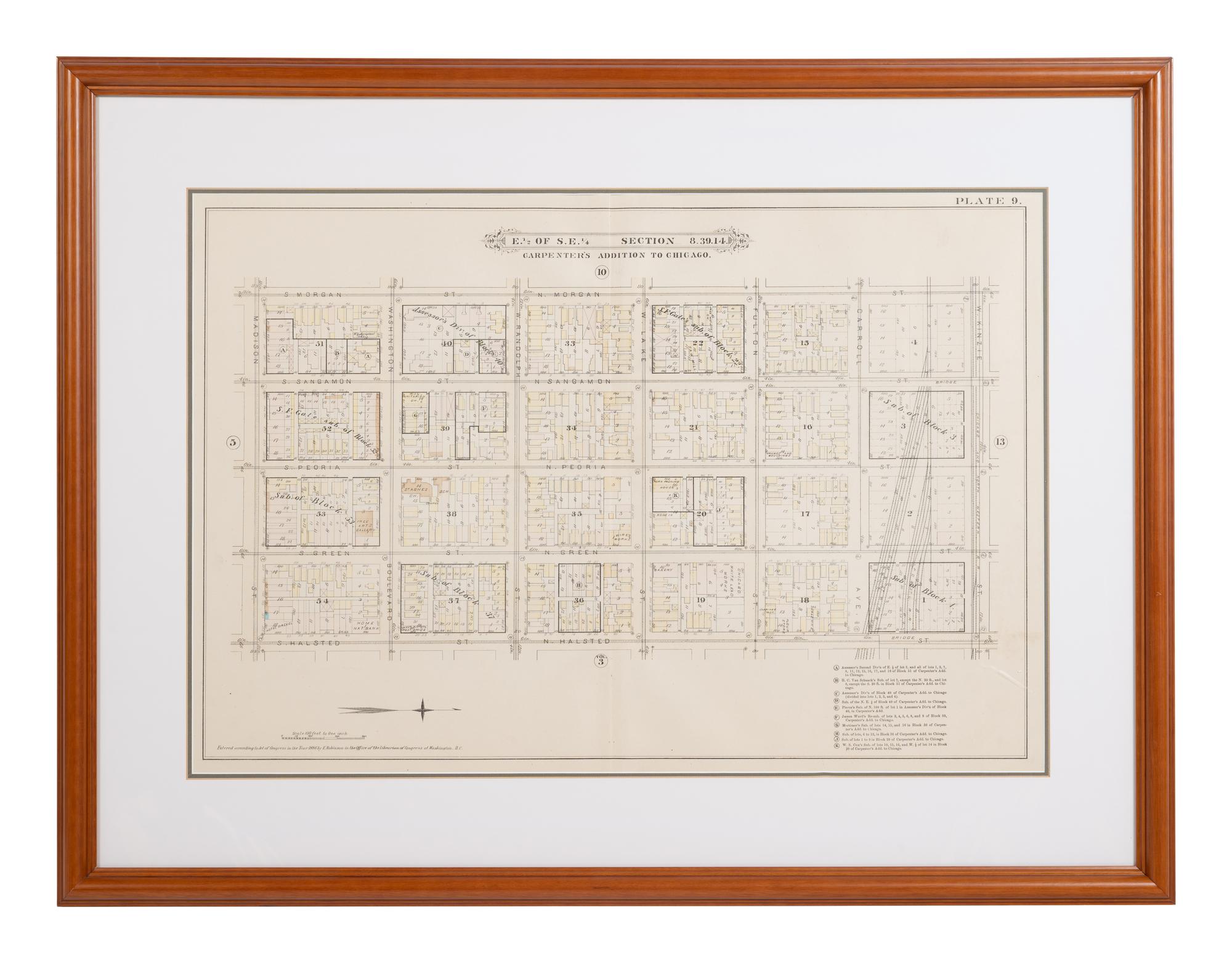 A group of 5 maps of Chicago streets, comprising: