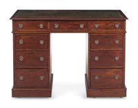 A George III Style Leather Inset Mahogany Pedestal Desk