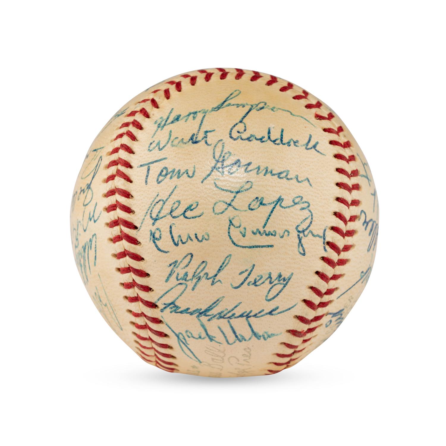 An Exceptional 1958 Kansas City Athletics Team Signed Autograph Baseball Featuring Rookie Era Roger Maris Signature (Beckett Authentication Services)
