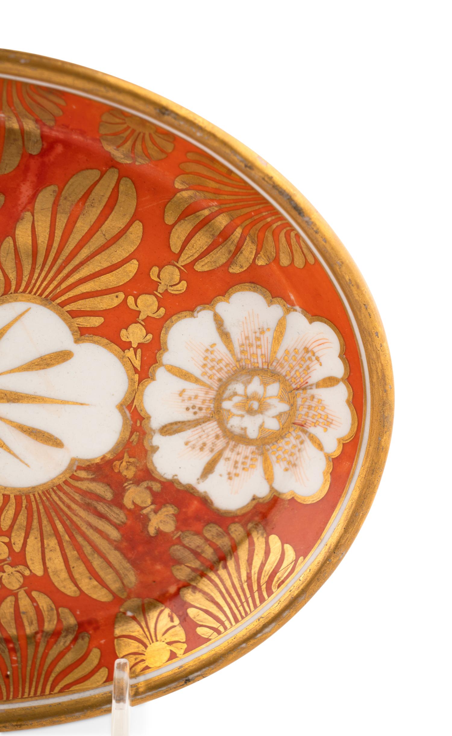Two English Porcelain Trays and a Pair of Similar Spill Vases