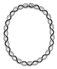 An 18 Karat White Gold, Diamond, Black Diamond, Rock Crystal and Onyx Necklace,