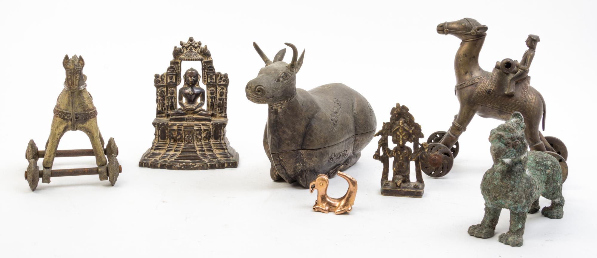 A Collection of Bronze and Cast Metal Articles Width of first 4 inches.