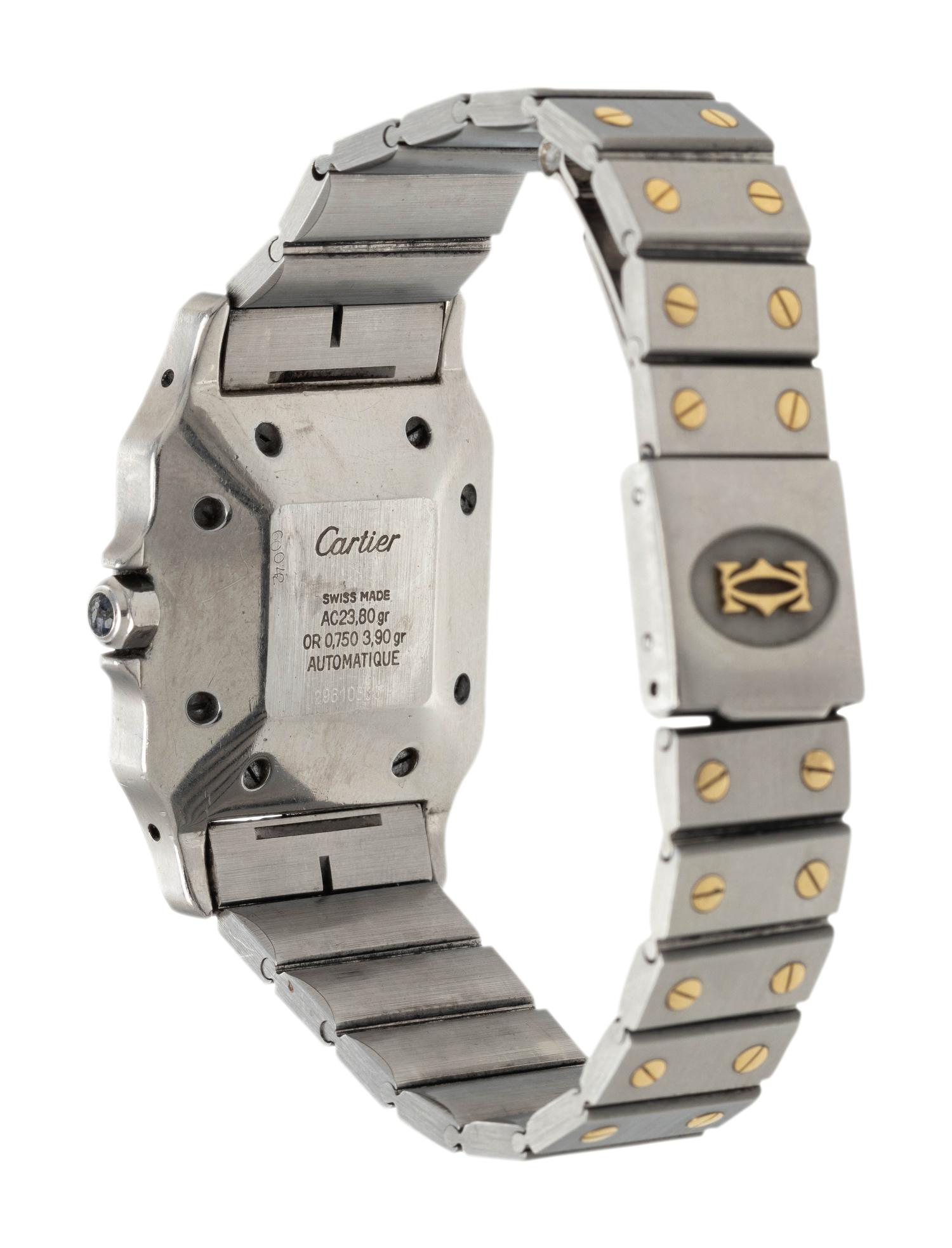 CARTIER, STAINLESS STEEL AND 18K YELLOW GOLD 'SANTOS' WRISTWATCH