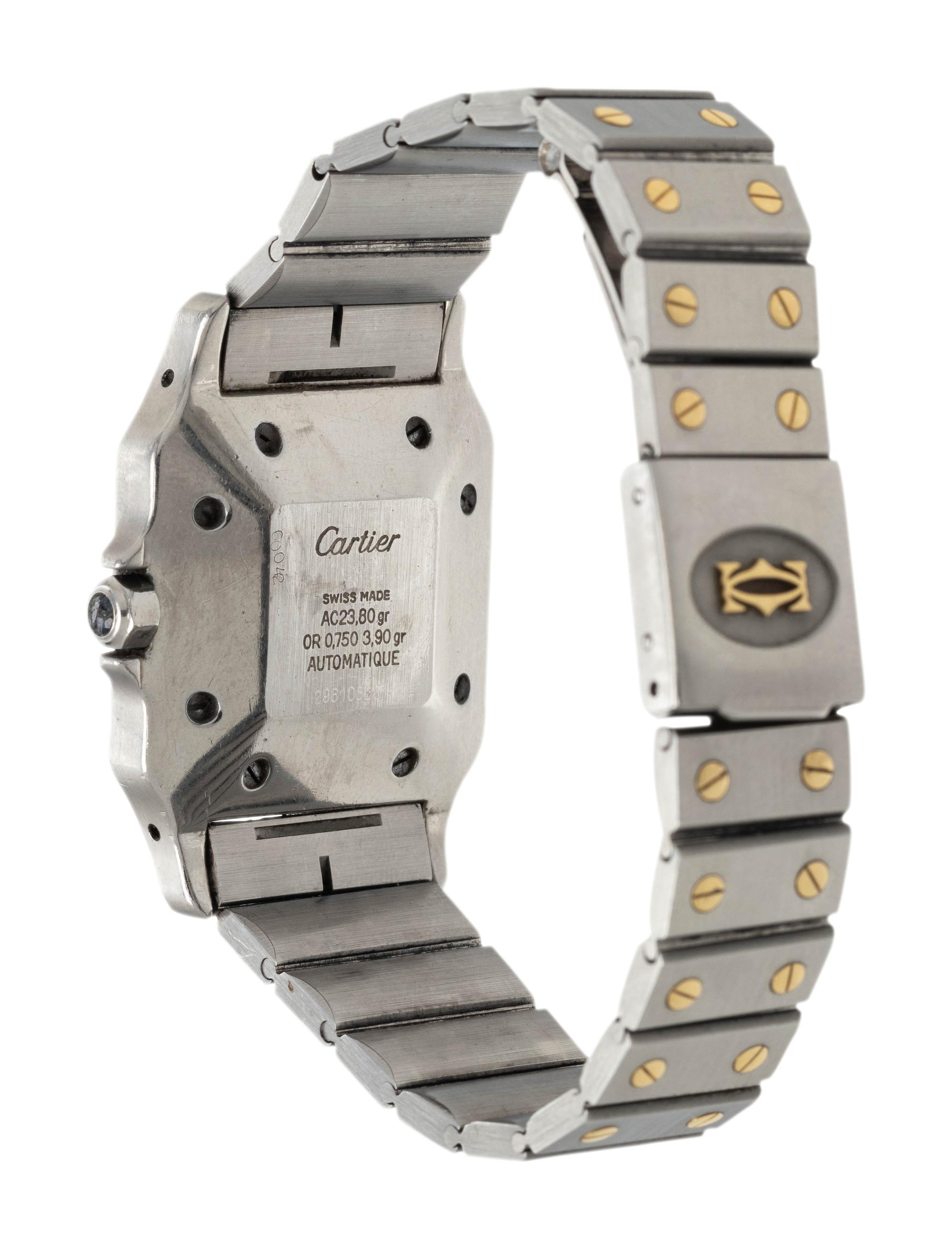 CARTIER, STAINLESS STEEL AND 18K YELLOW GOLD 'SANTOS' WRISTWATCH