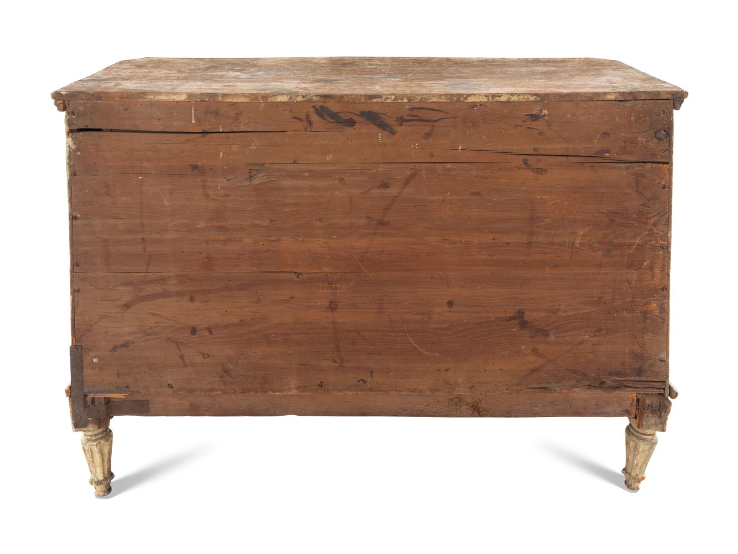 A Venetian Grey Painted and Parcel Gilt Commode