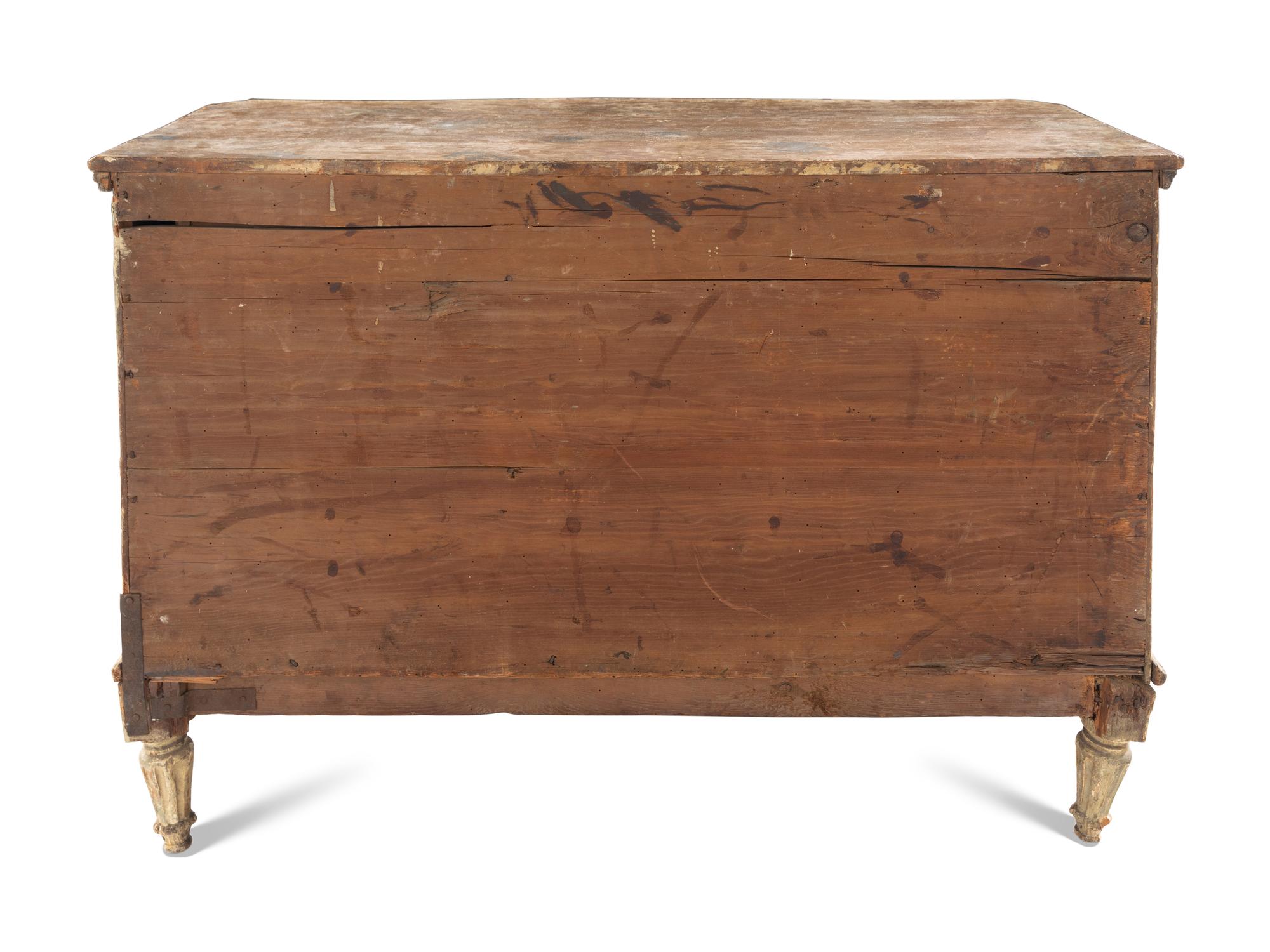 A Venetian Grey Painted and Parcel Gilt Commode