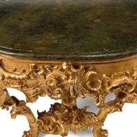 A Pair of German Rococo Style Giltwood Console Tables