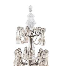 A Pair of Brass and Glass Five-Light Candelabra