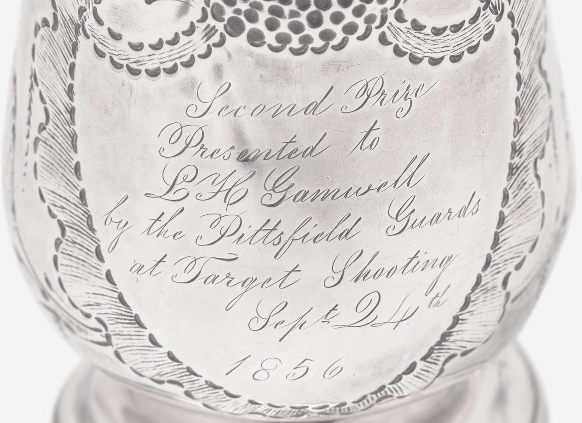 A collection of six coin silver presentation cups, Hezekiah S. Sprague (1800-1886), Newark, OH, Zalmon Stone Bostwick (1811- before 1865), New York, NY, William Adams, New York, NY, Bigelow Bros. & Kennard, Boston, MA, and others, circa 1830-1850s