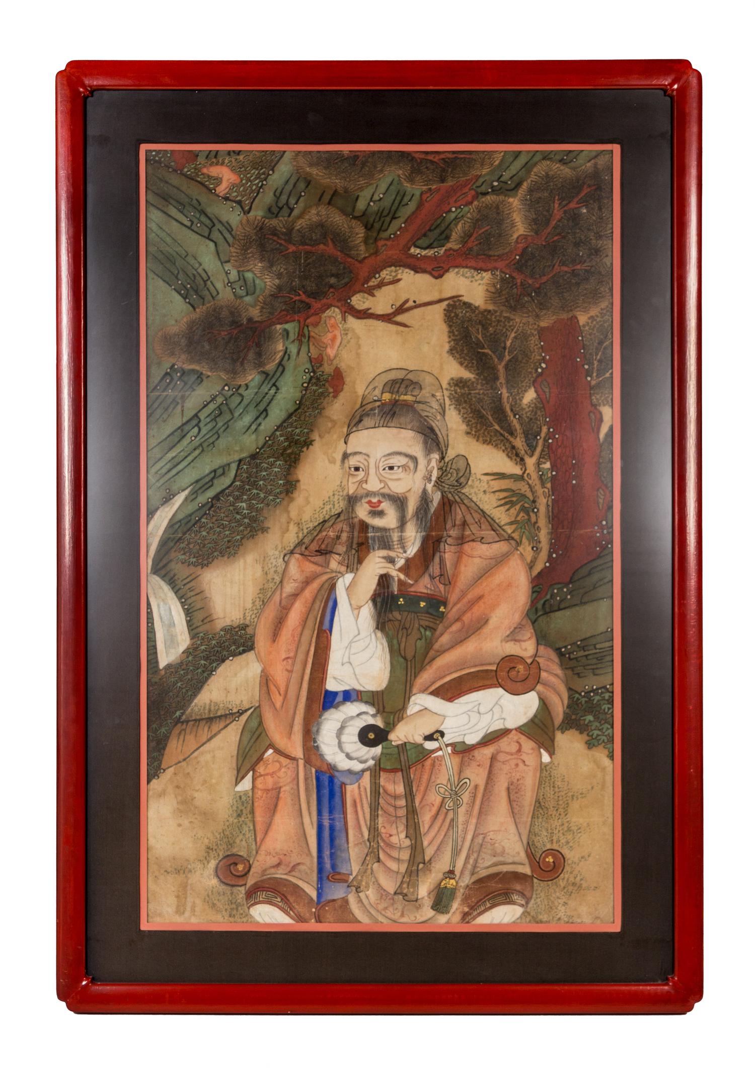 A Korean Ink and Color Painting on Silk 47 3/4 x 32 inches (image). — 19TH CENTURY