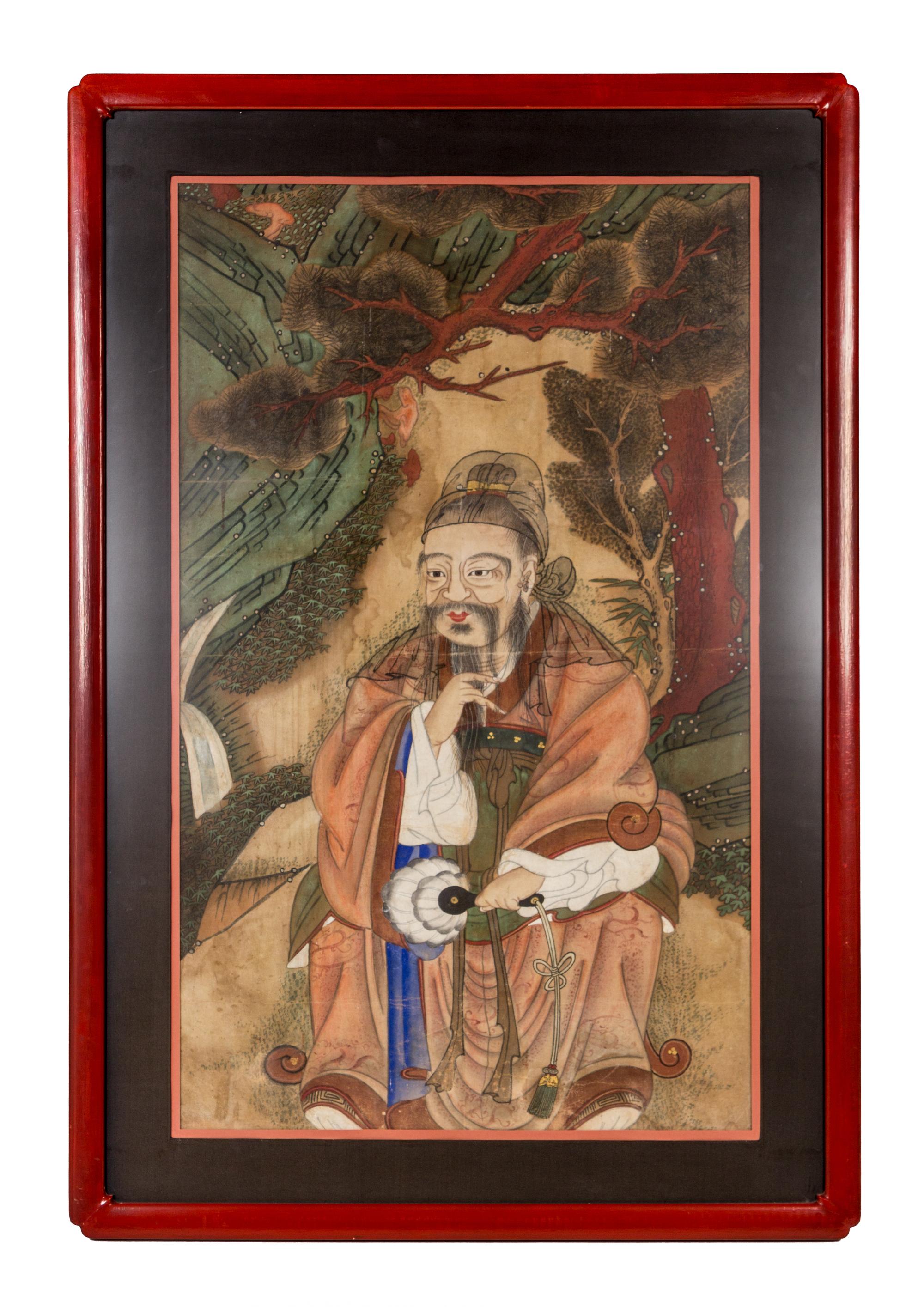 A Korean Ink and Color Painting on Silk 47 3/4 x 32 inches (image). — 19TH CENTURY