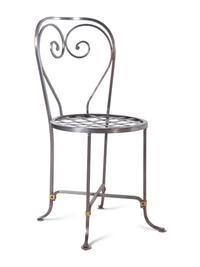 A Steel, Brass and Marble Dining Set