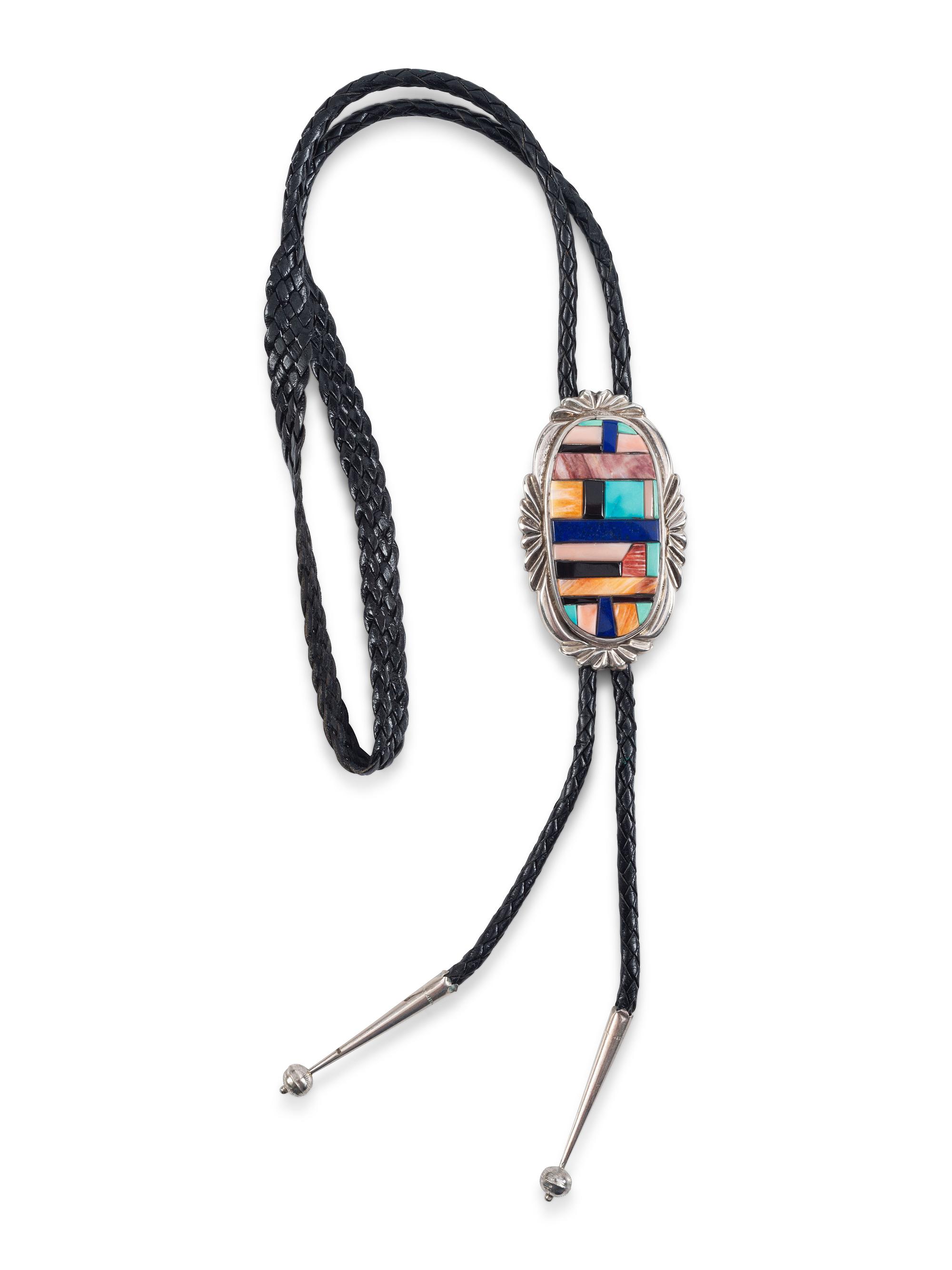 Sterling Silver and Mosaic Inlay Bolo Tie