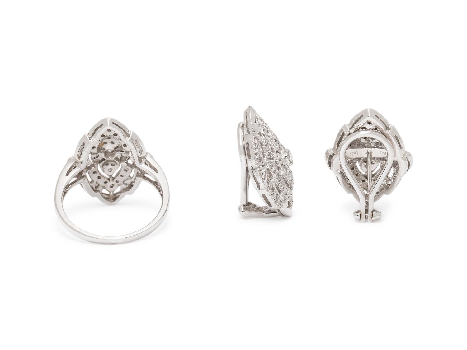 DIAMOND AND WHITE GOLD RING AND EARRINGS