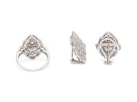 DIAMOND AND WHITE GOLD RING AND EARRINGS
