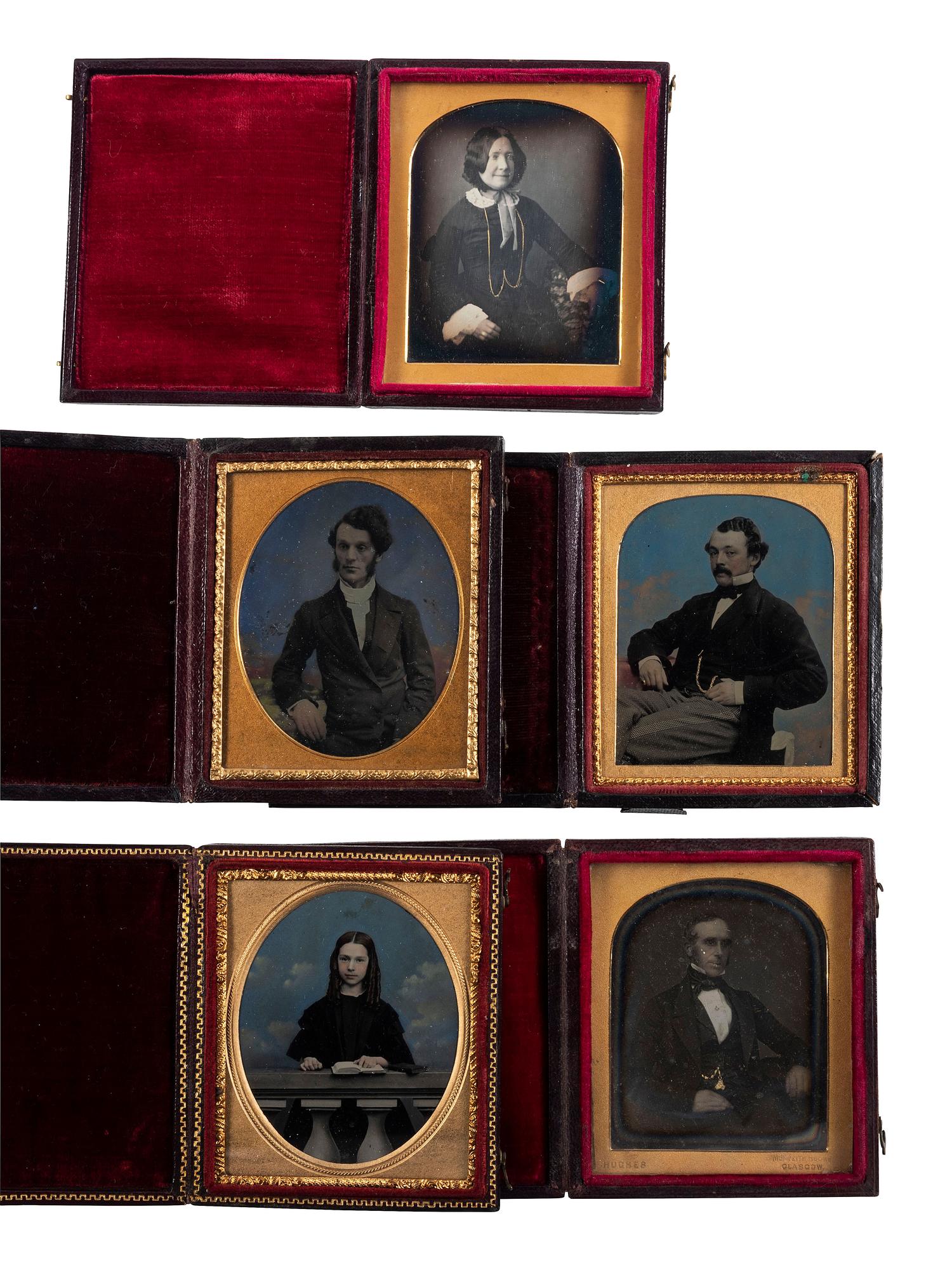 [EARLY PHOTOGRAPHY]. A group of 19 European daguerreotypes and ambrotypes, including: