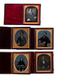 [EARLY PHOTOGRAPHY]. A group of 19 European daguerreotypes and ambrotypes, including: