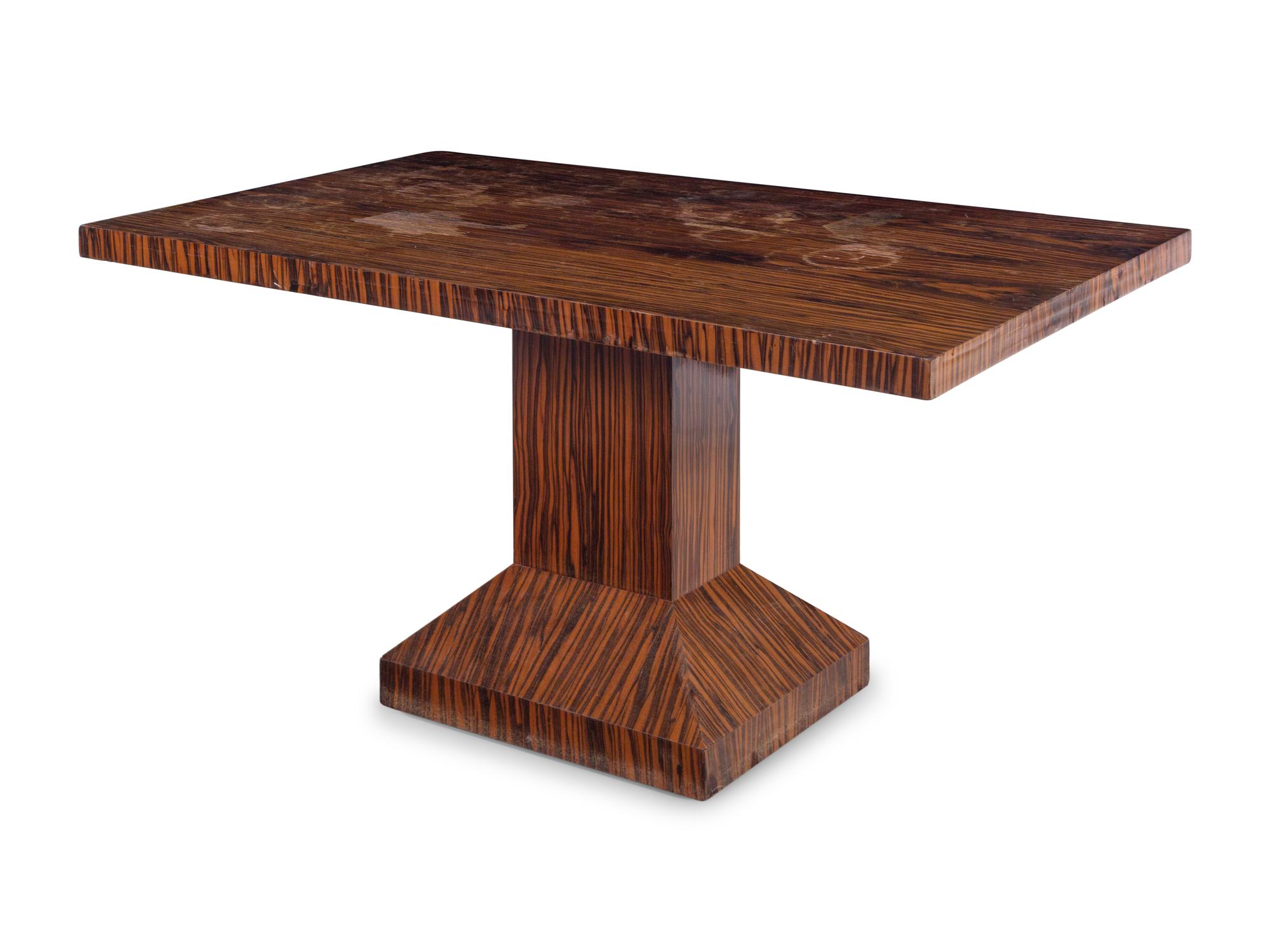 A French Art Deco Calamander Veneered Dining Table