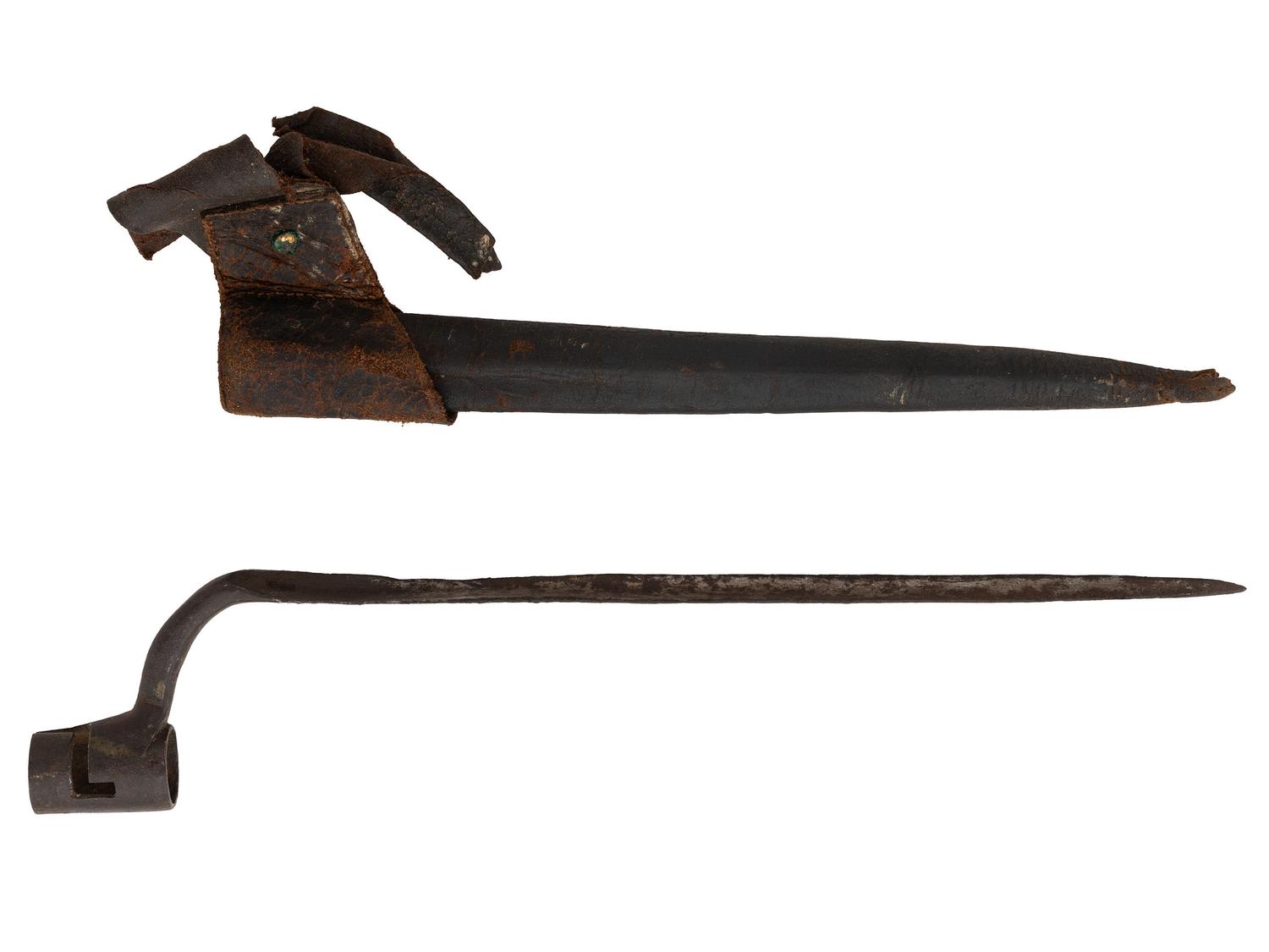Crude American Made Colonial Era Socket Bayonet & Scabbard