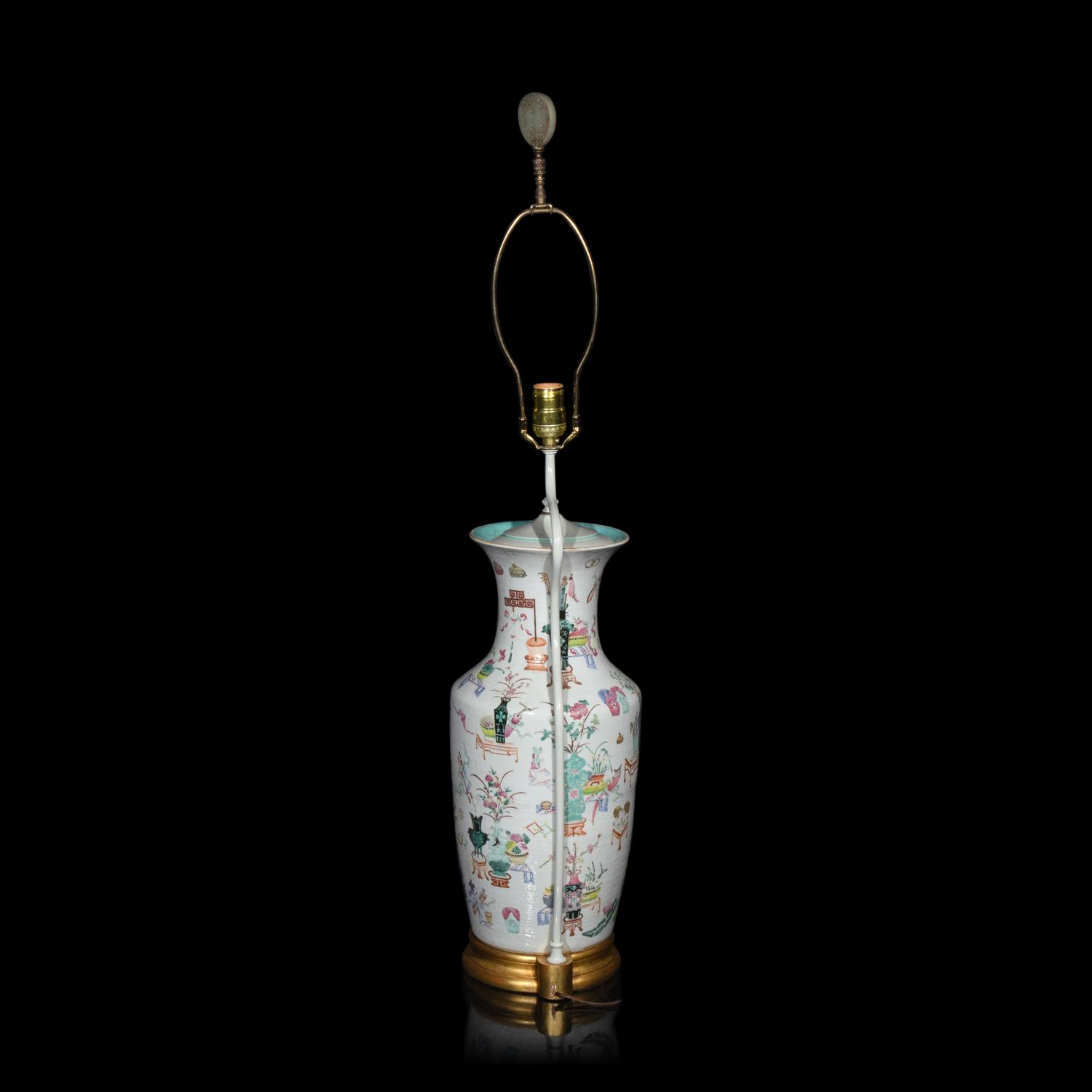 A Pair of Chinese Famille Rose Porcelain 'Hundred Antiques' Vases, 19th Century 清晚期 粉彩貼塑博古圖賞瓶一對