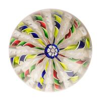 A Four-Color Ribbon and Latticino Twist Crown Glass Paperweight