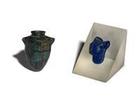 An Egyptian Glass Inlay and An Egyptian Faience Amphoriskos