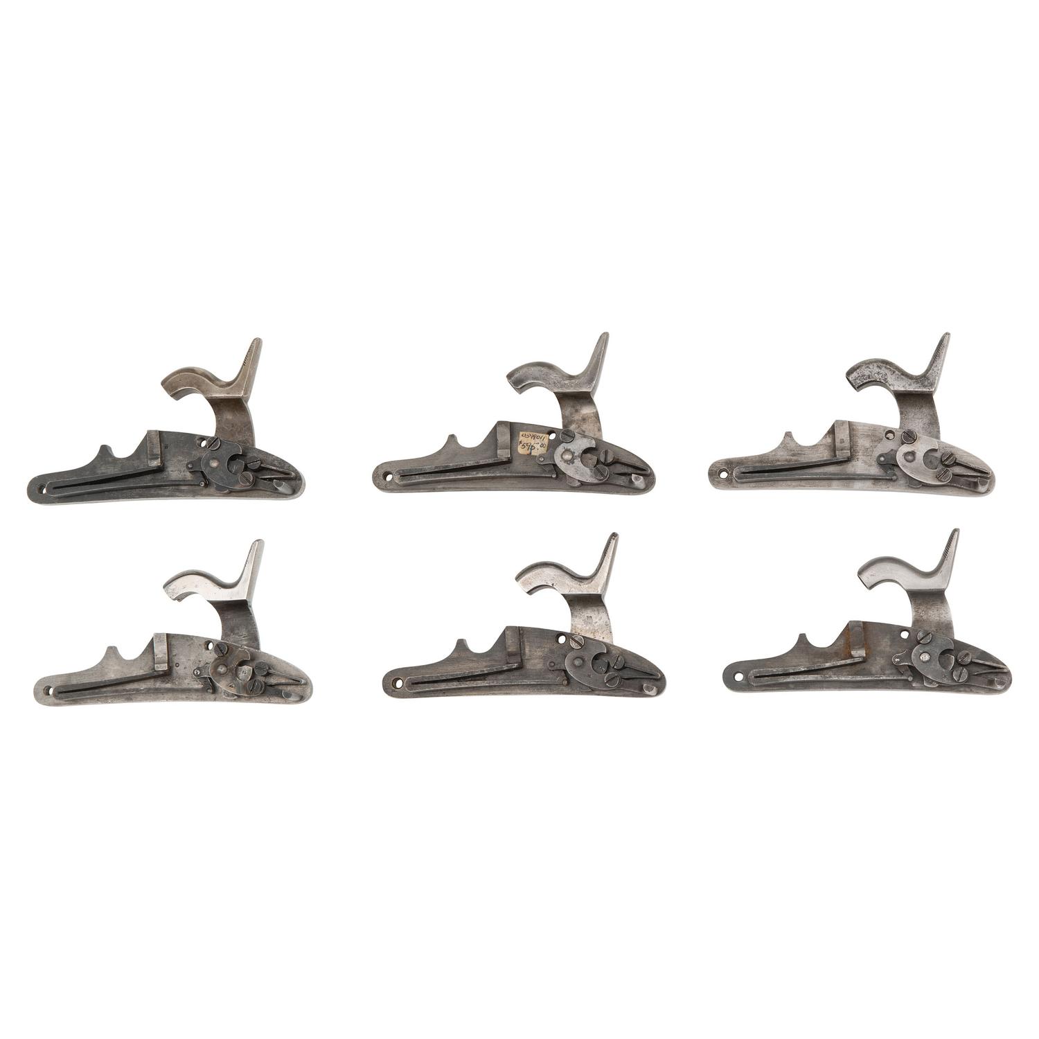 Six US Model 1861 Contract Rifle Musket Locks, Including Robinson, Norwich & Windsor Locks