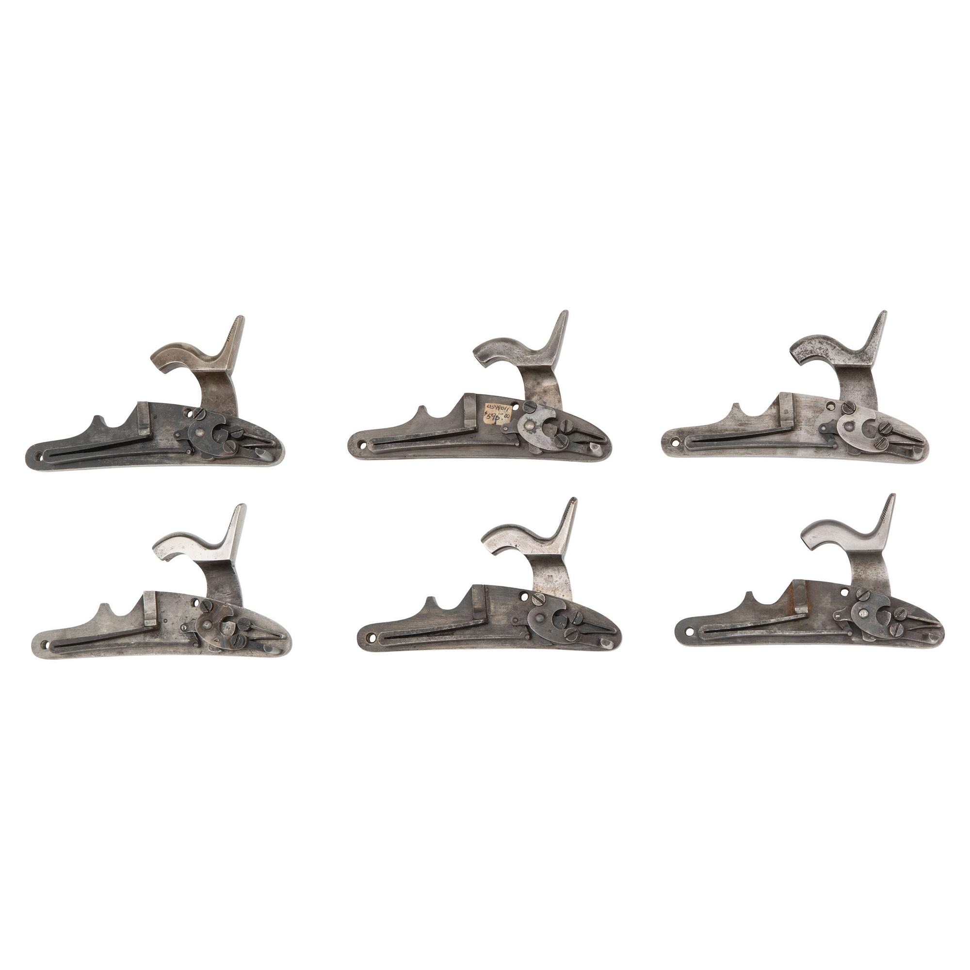 Six US Model 1861 Contract Rifle Musket Locks, Including Robinson, Norwich & Windsor Locks