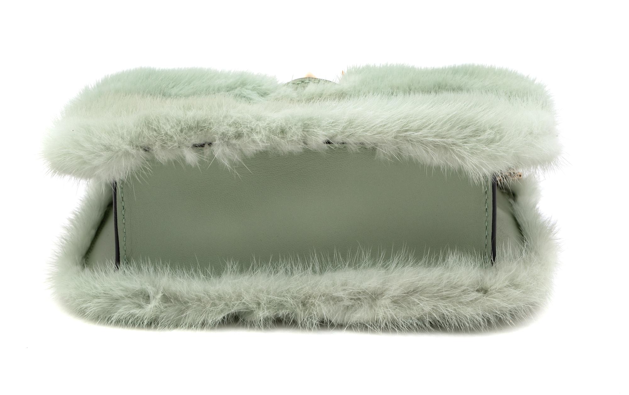 Valentino Handbag in Green Fur and Leather, 1990-2000s