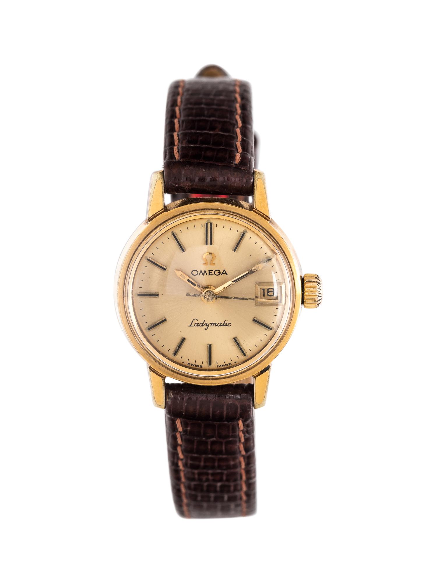 OMEGA, VINTAGE, REF. 566.002, GOLD ELECTROPLATE AND STAINLESS STEEL 'LADYMATIC' WRISTWATCH
